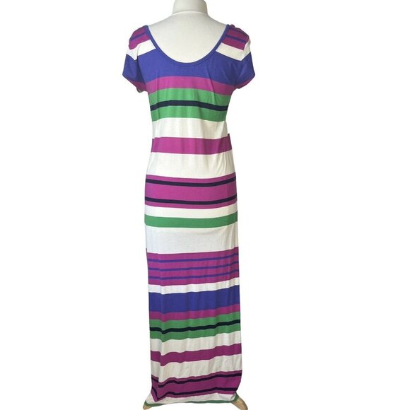 Tommy Hilfiger Maxi Dress Womens Medium Cream Purple Pink Stripes - Picture 2 of 7